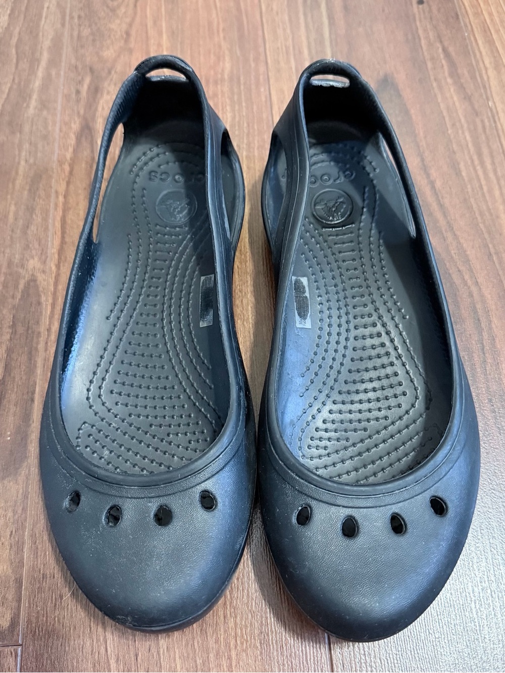 CROCS Women’s Black Slip-On Ballet Flats with Vent Holes